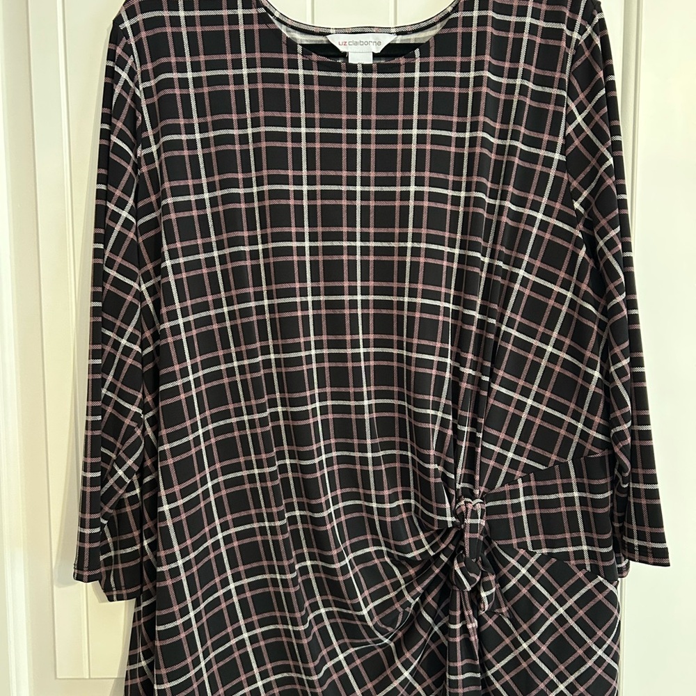 Liz Claiborne Black and Pink Checkered Top